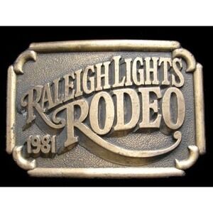 Vintage new brass Raleigh Lights cigarettes Rodeo Belt Buckle NEW